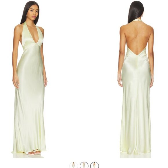 Bec + Bridge x REVOLVE Frida Halter Dress in Ice Yellow backless gown maxi - Picture 1 of 11
